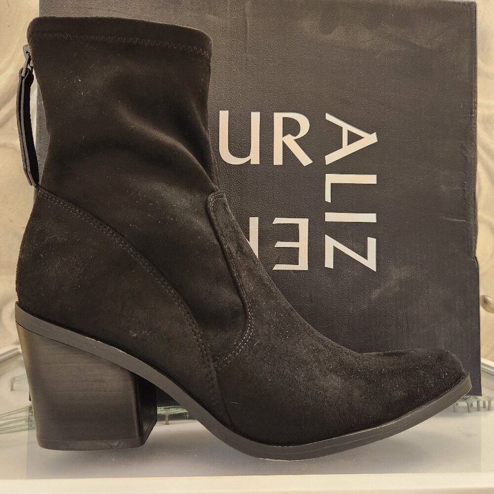 ALDO Black Suede Block Heel Ankle Boot